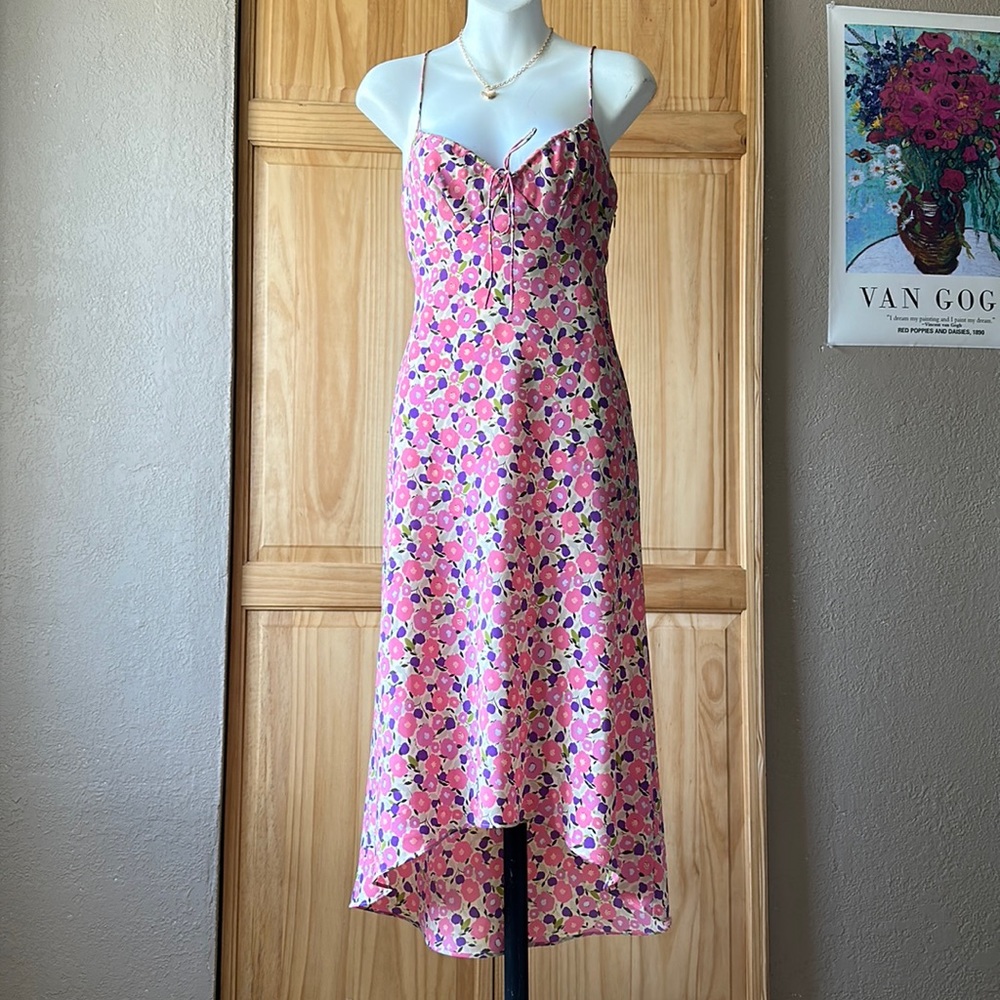 Vintage Express Pink Floral High Low Dress